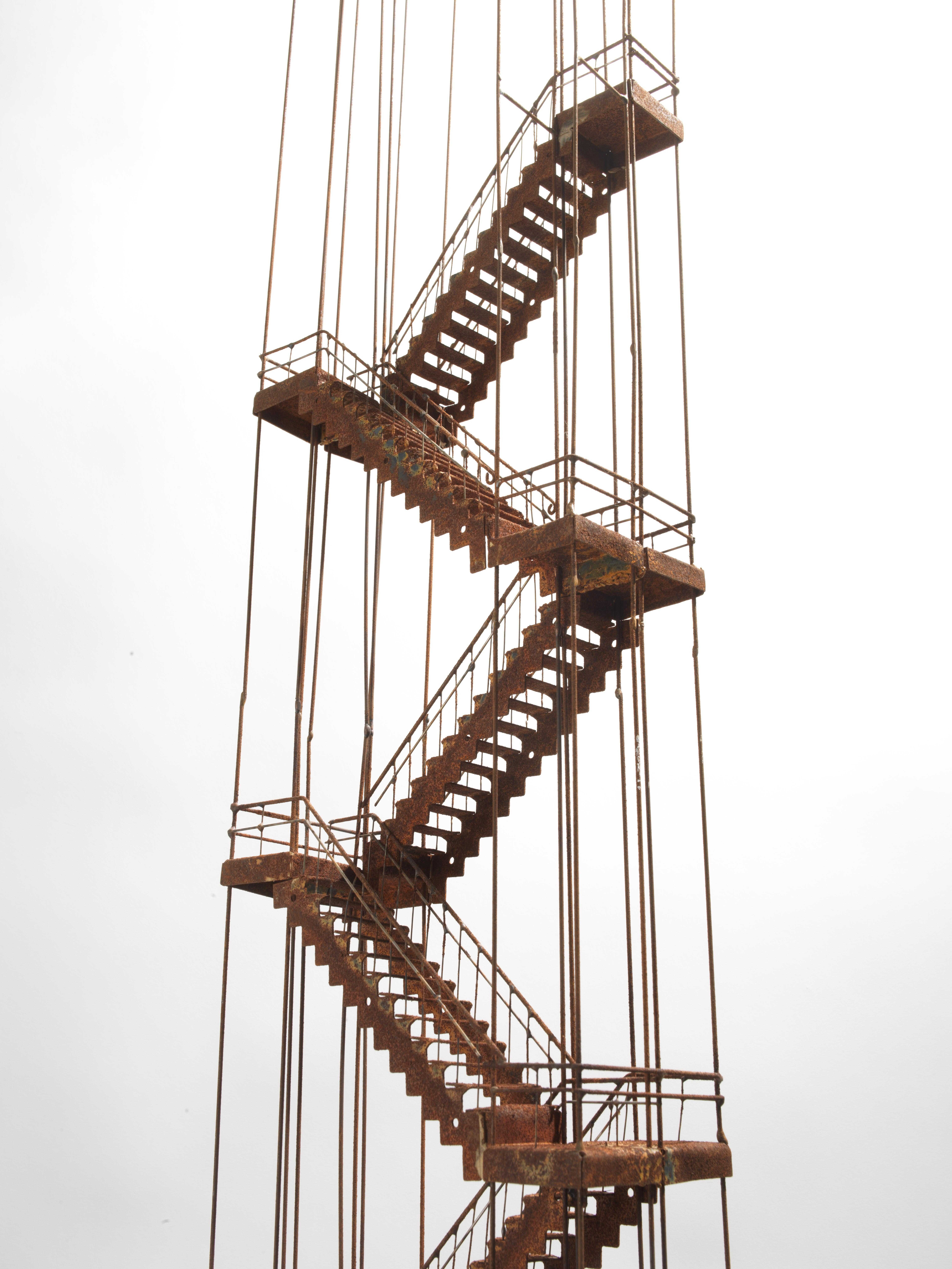 Stelios Gavalas Utopia sculptures. Depecting a metal staircase. -3