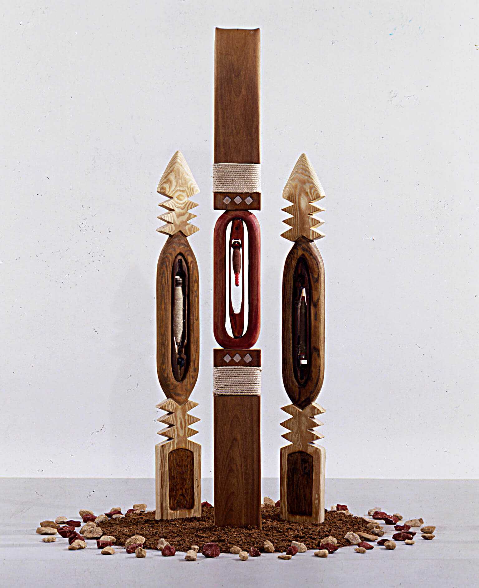 Stelios Gavalas 1992-1994 sculptures. Made with wood and ceramics - 4.