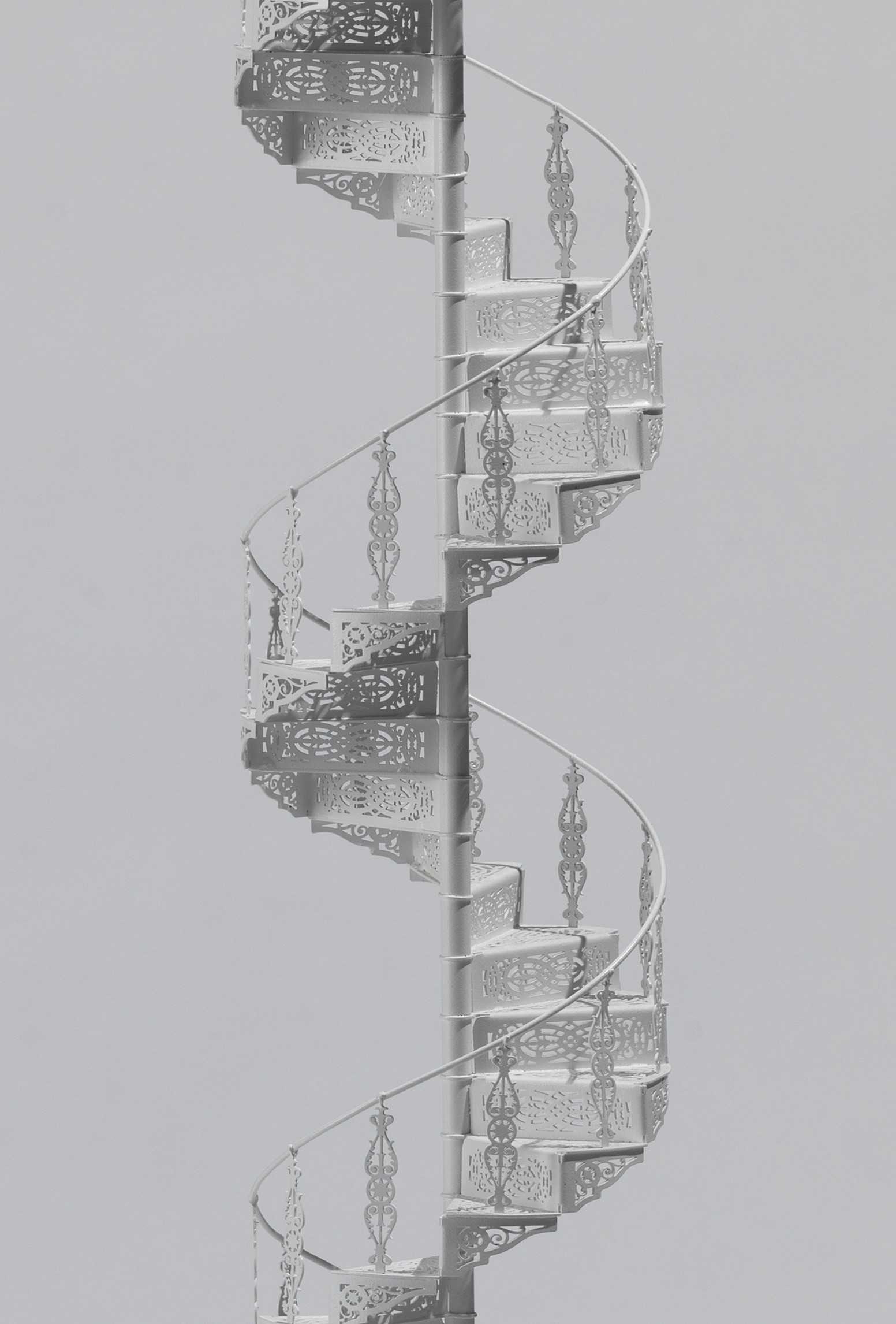 Stelios Gavalas Utopia sculptures. Depecting a white metal staircase - 3.