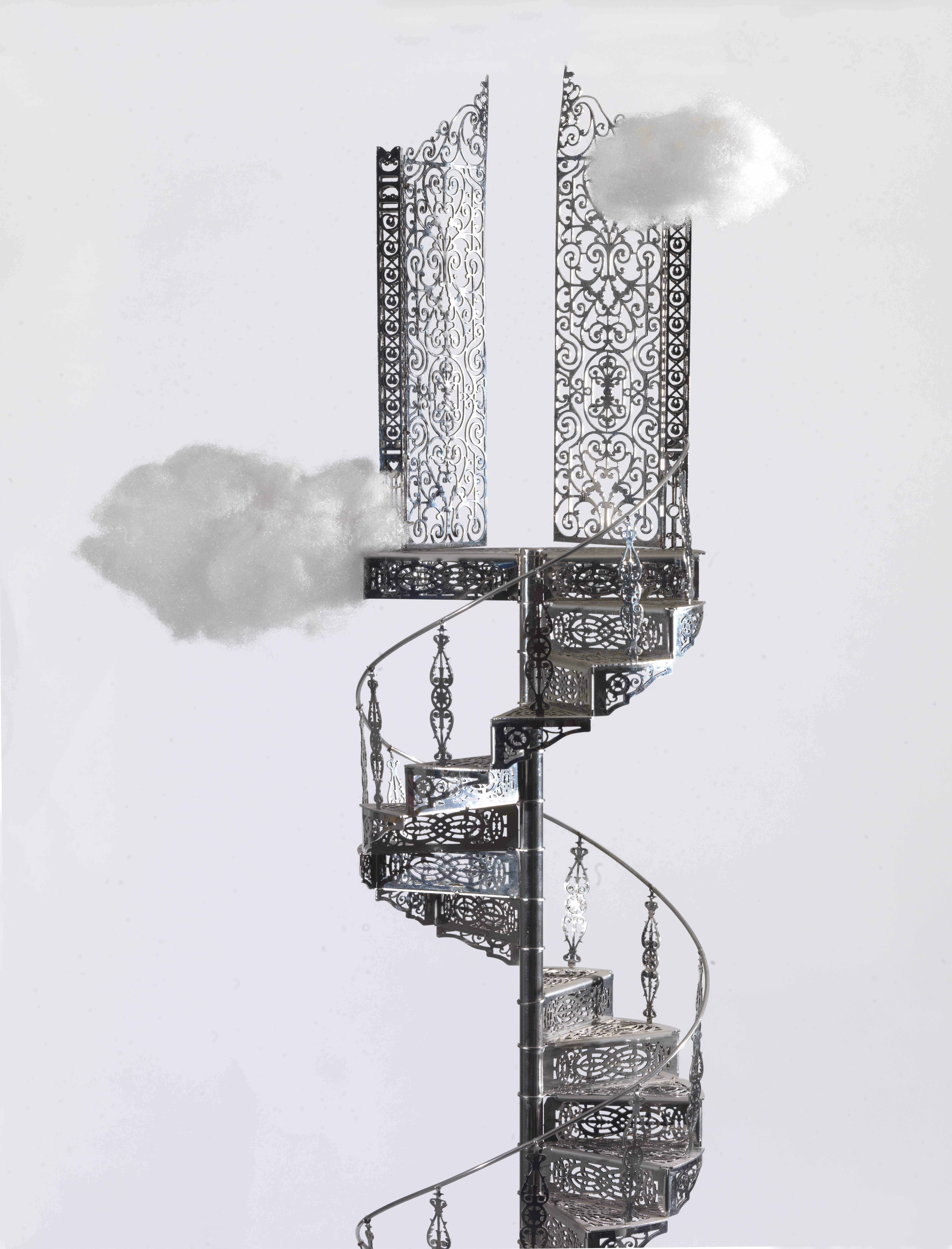 Stelios Gavalas Utopia sculptures. Depecting a metal staircase. -2