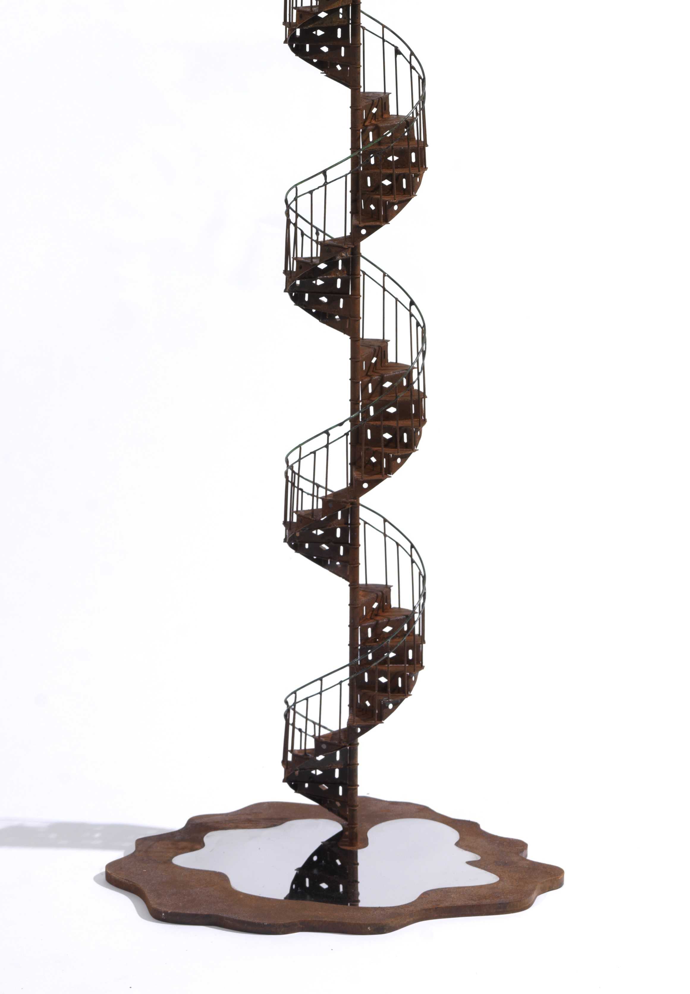 Stelios Gavalas Utopia sculptures. Depecting a rusted metal staircase. -4