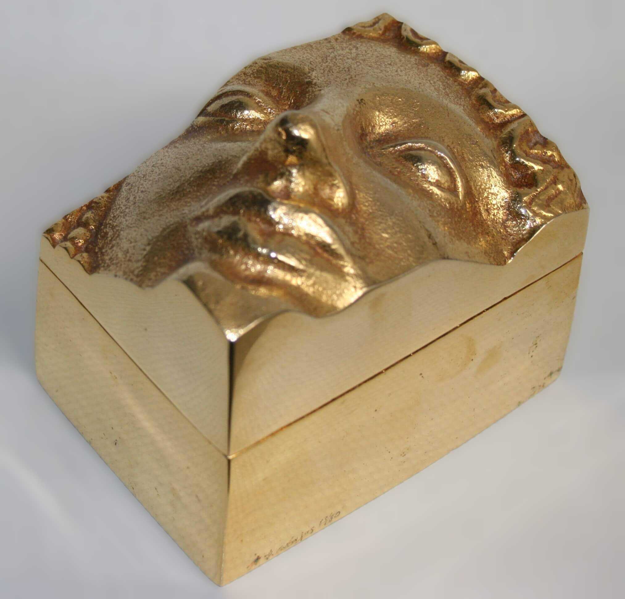 Stelios Gavalas aluminium box sculpture of a Kouros statue face - 2.