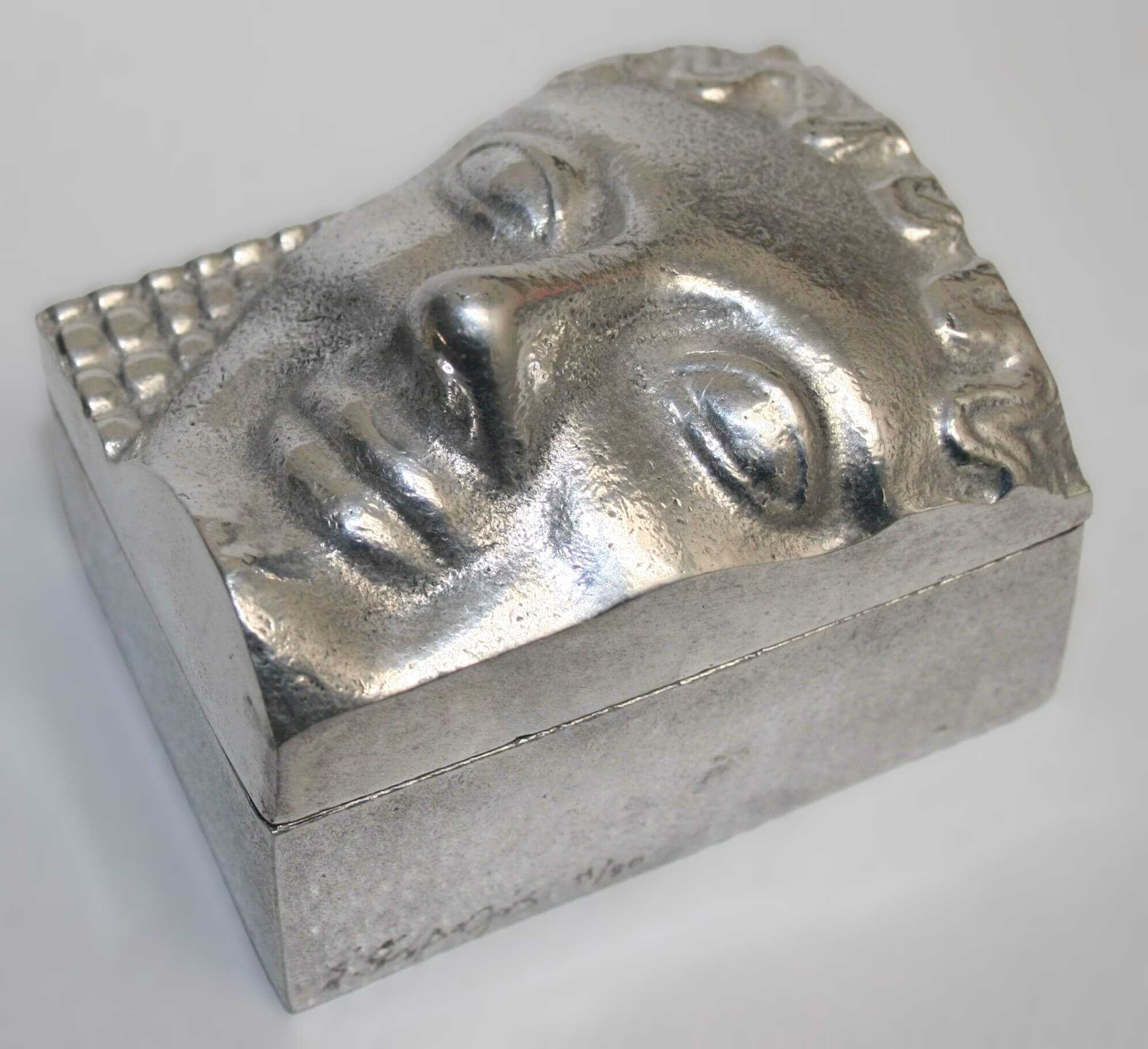 Stelios Gavalas aluminium box box sculpture of a Kouros's face - 2.
