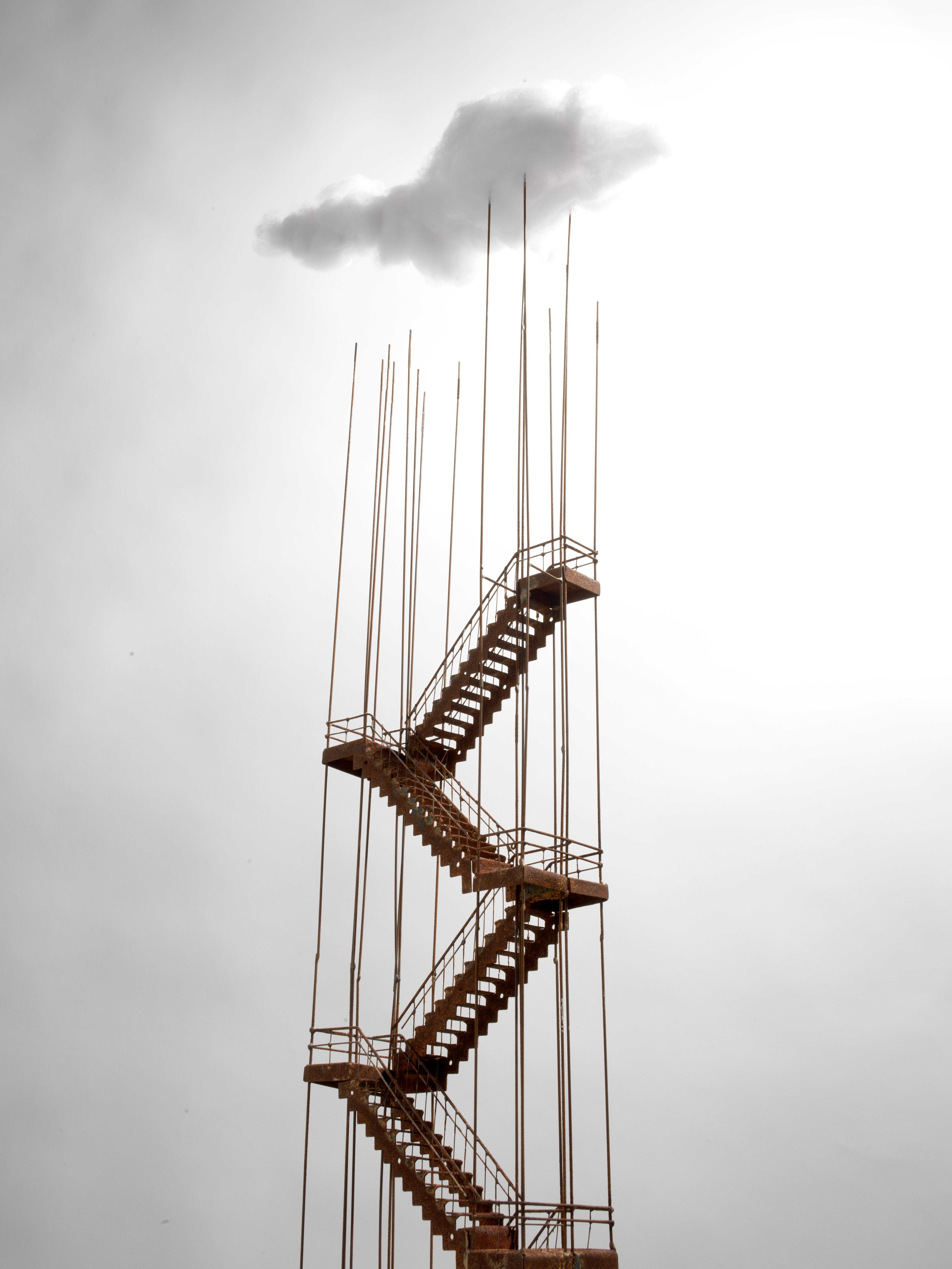 Stelios Gavalas Utopia sculptures. Depecting a metal staircase. -2