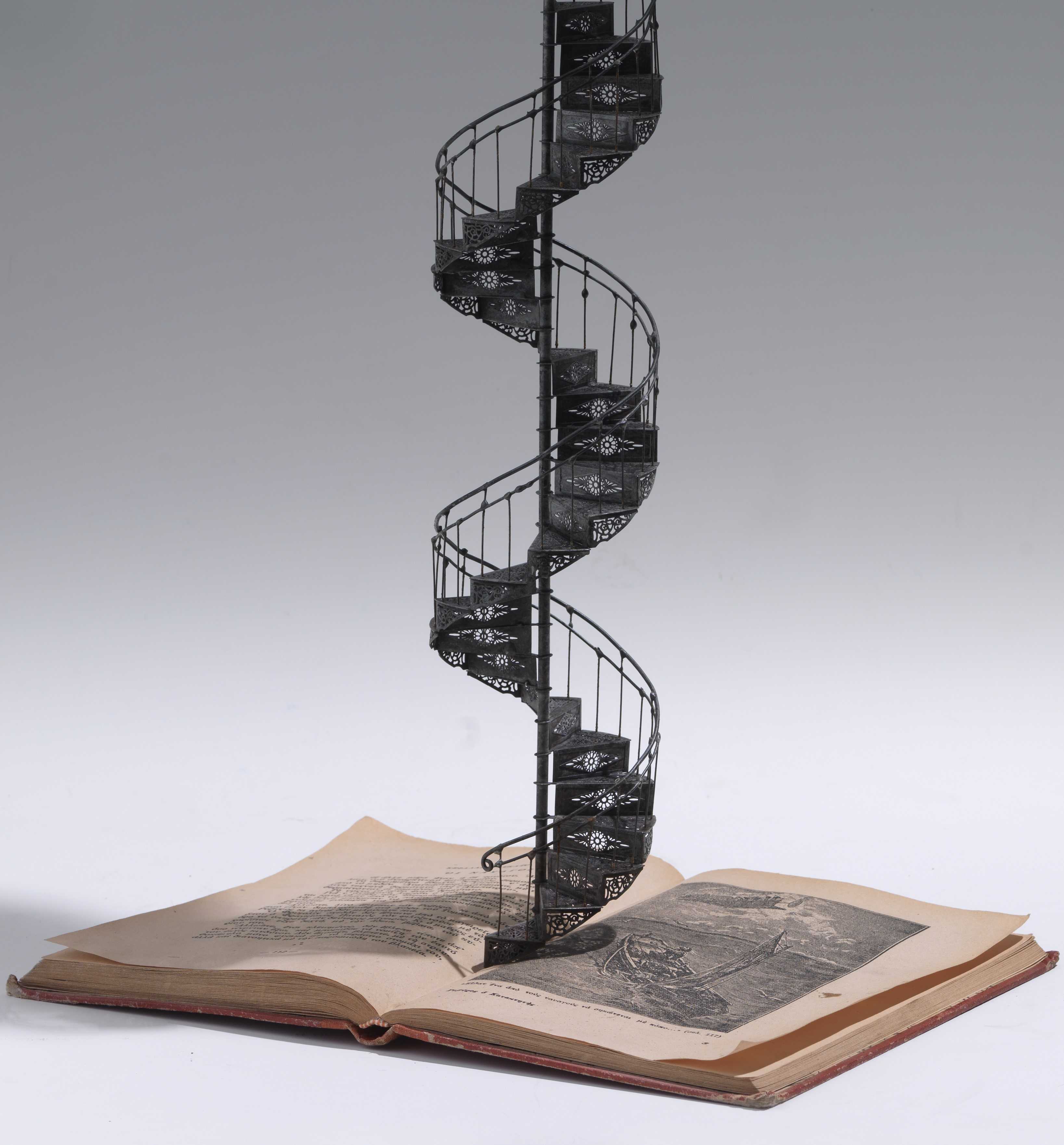 Stelios Gavalas Utopia sculptures. Depecting a metal staircase emerging from a book - 3.