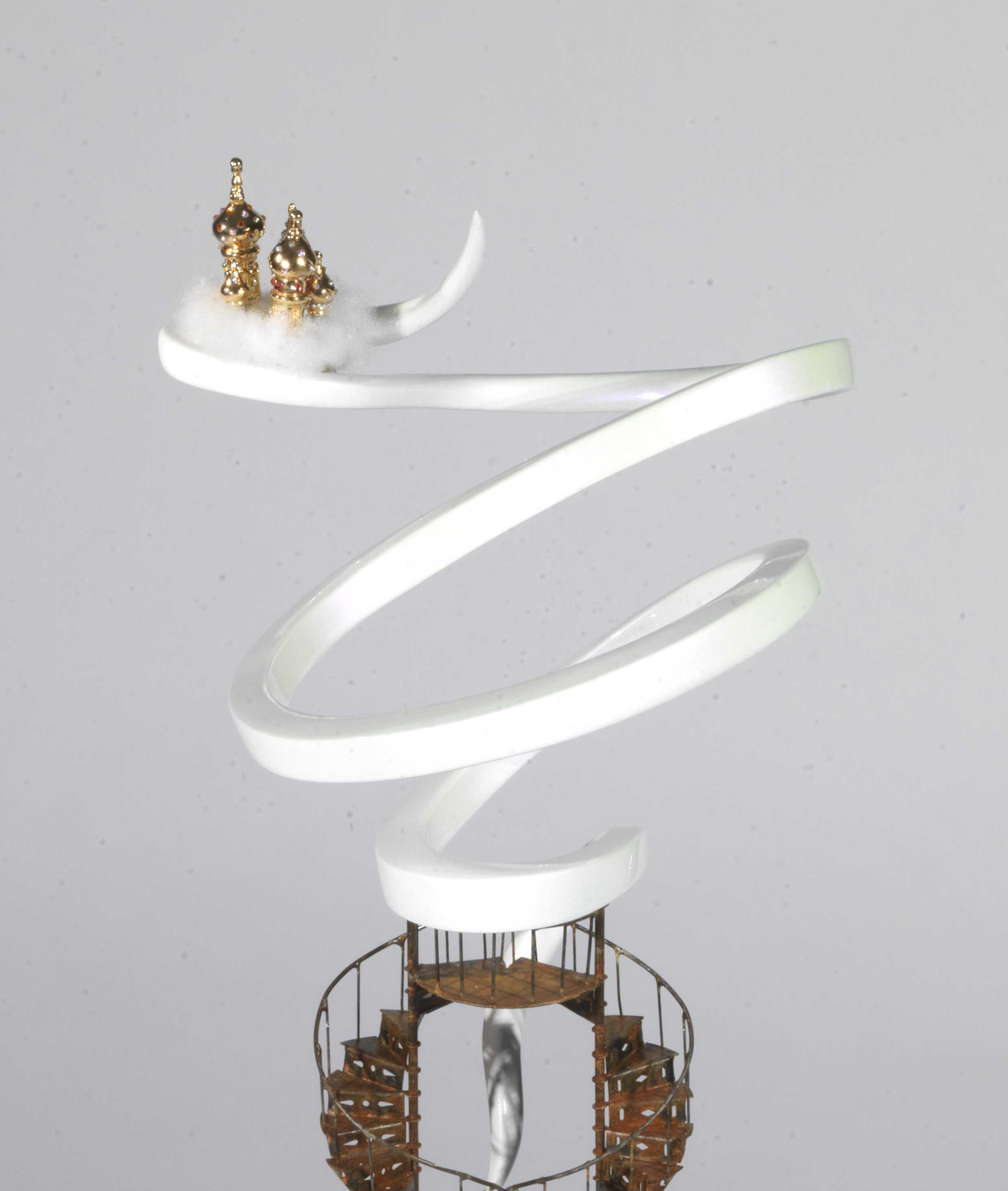 Stelios Gavalas Utopia sculptures. Depecting a metal staircase. -2