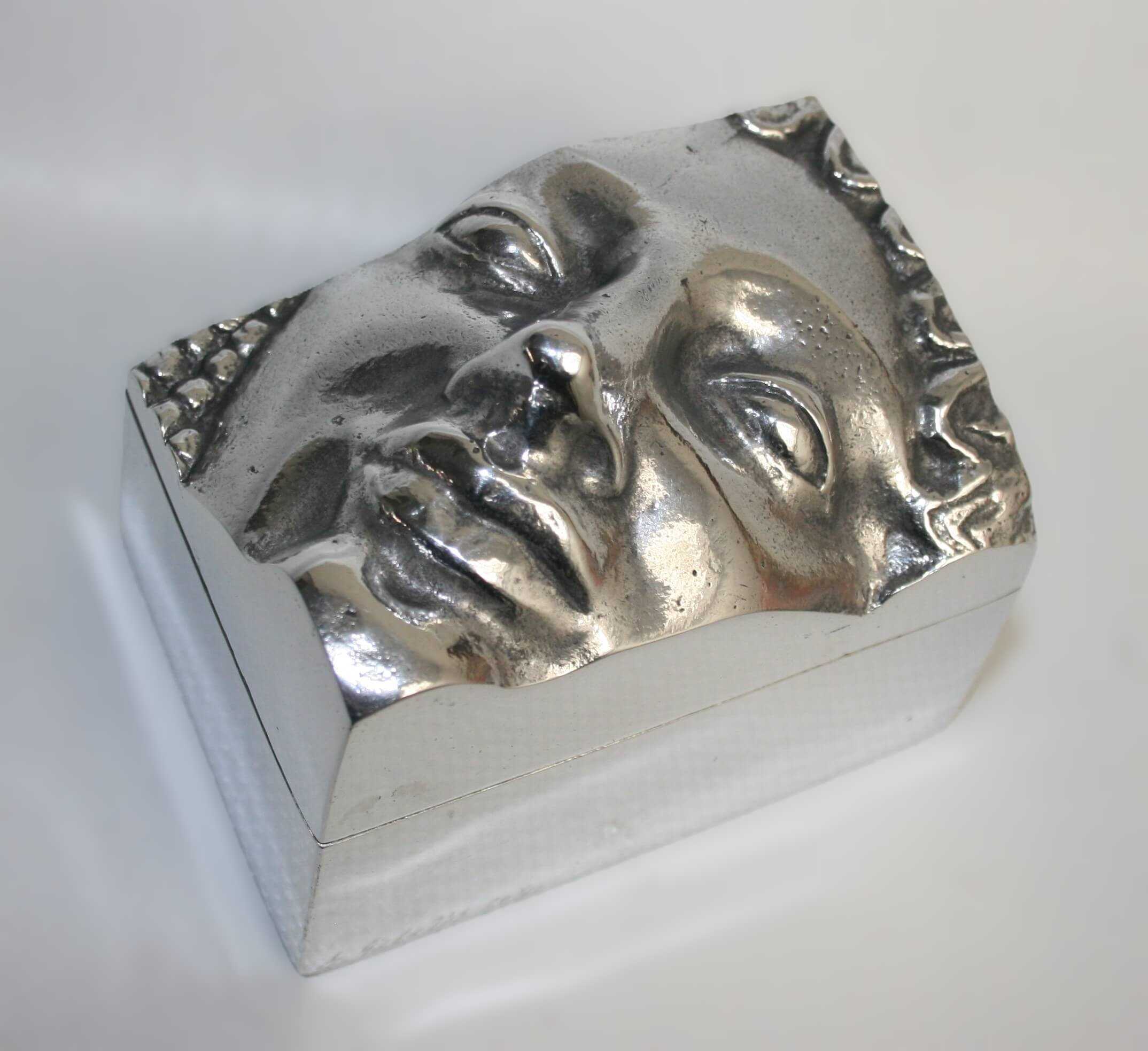 Stelios Gavalas aluminium box sculpture of a Kouros statue face - 3.
