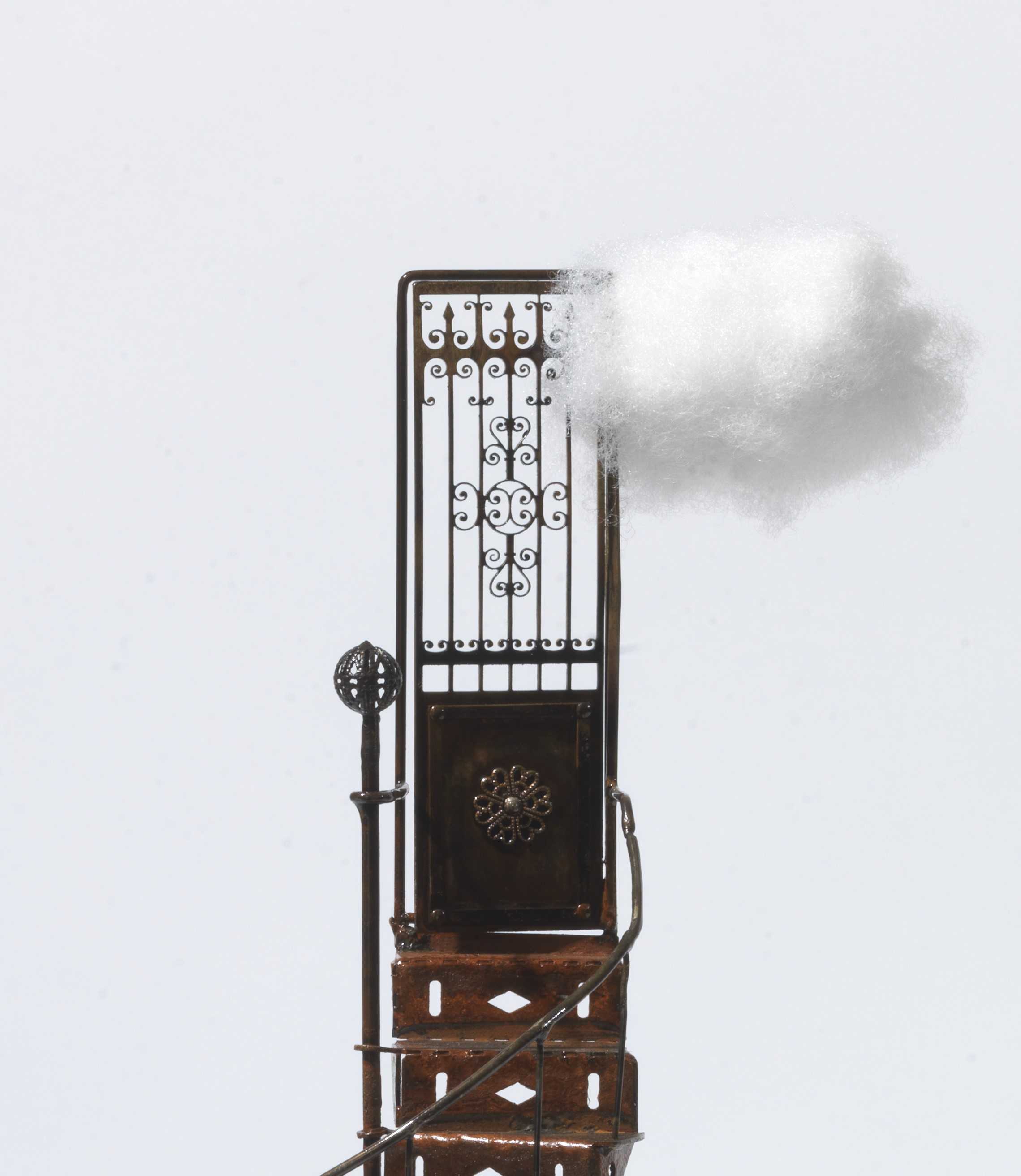 Stelios Gavalas Utopia sculptures. Depecting a white metal staircase - 4.