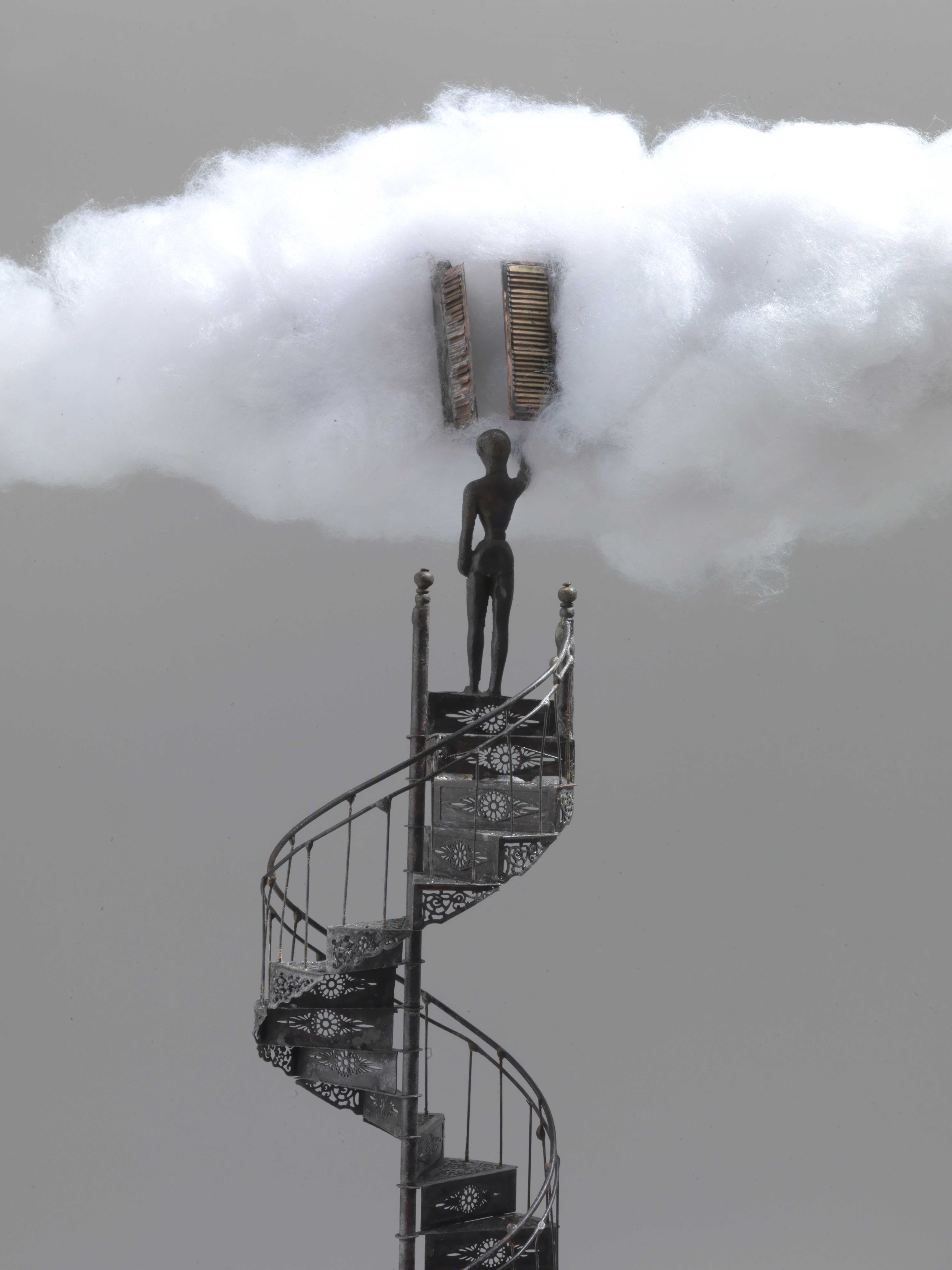 Stelios Gavalas Utopia sculptures. Depecting a metal staircase emerging from a book - 2.